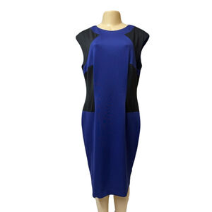 R&M Richards Blue and Black Midi Dress